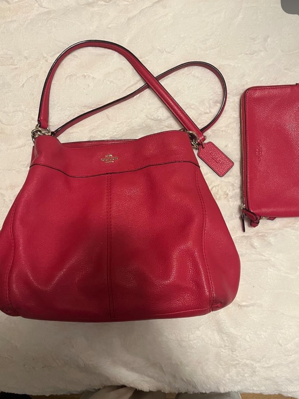 Coach MEDIUM F57545 Lexy Triple Compartment Raspberry Pink